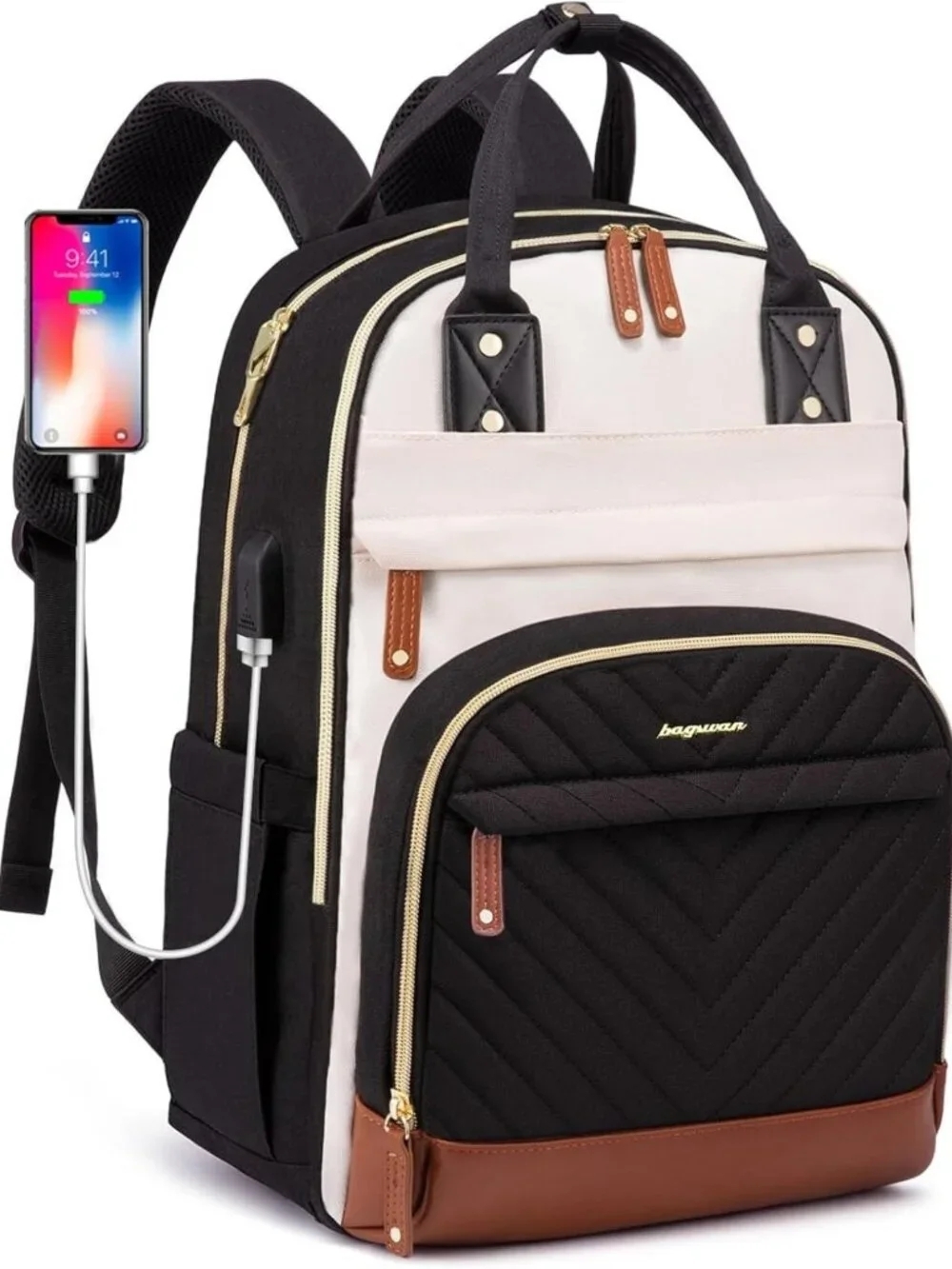 Stylish Waterproof Laptop Backpack for Women - 15.6" USB Charging College Bag